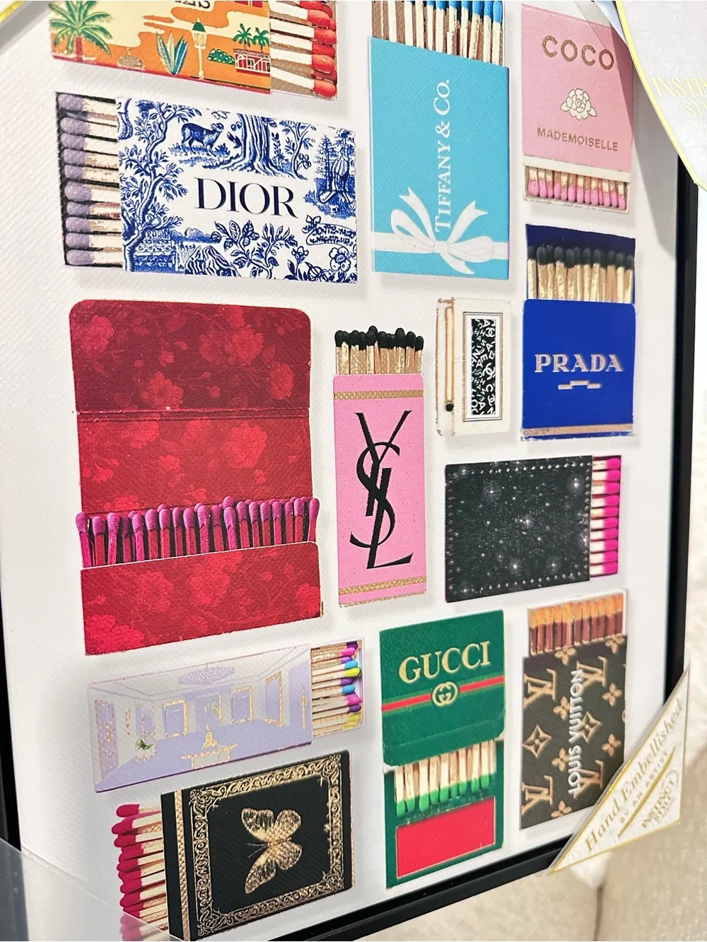 Luxury Designer Matchbooks Canvas Art with Black Frame 11” x 14”